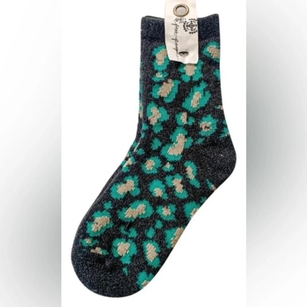 Free People Multi-color Metallic Leopard Crew Socks